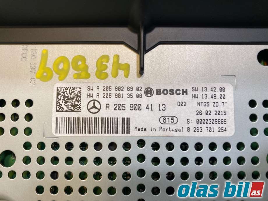 Instrument kjørecomputer til Mercedes C-Klasse 2014-2018 (Fase 1) (W205) (W205) (MERCEDES|A 205 900 17 13|A 205 900 41 13)