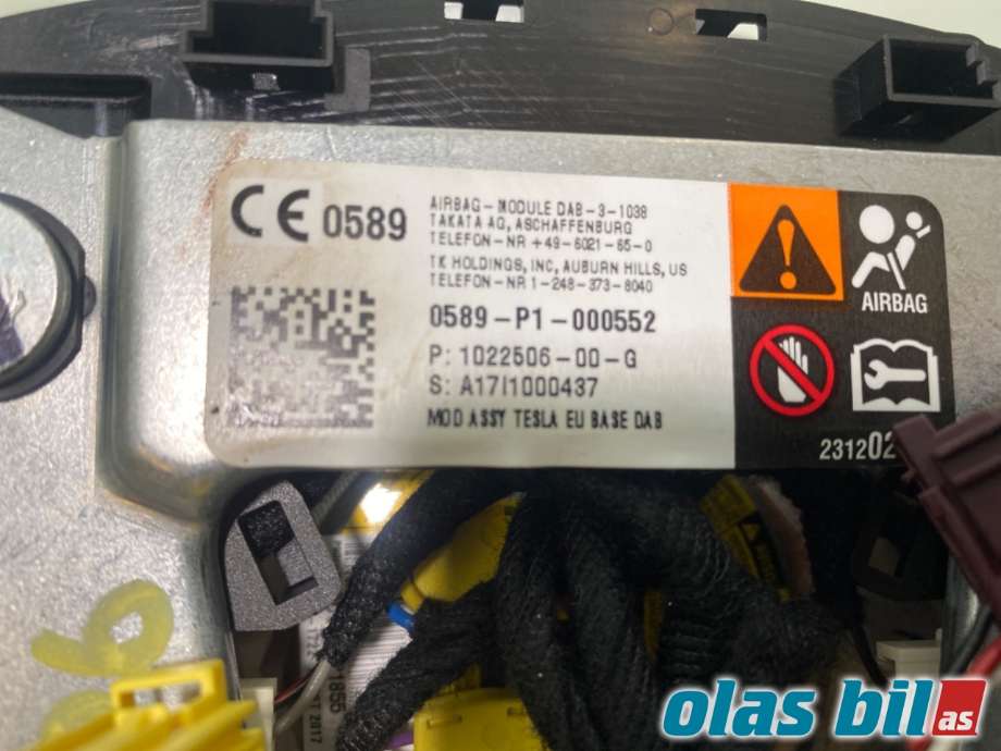 Airbag rattpute til Tesla Model S 2016-2021 (Fase 2) (TESLA||1022506-00-G)