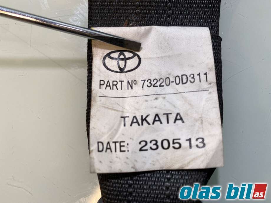 Sikkerhetsbelte foran venstre til Toyota Yaris 2012-2014 (Type III, Fase 1) (TOYOTA|732200D311C0||73220-0D311)