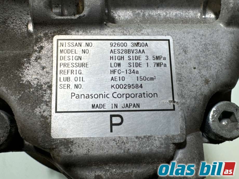 Aircondition kompressor til Nissan Leaf 2011-2017 (Type I)  (NISSAN|926003NG0A||92600 3NG0A)