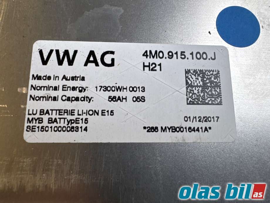 Batteripakke elbil til Audi Q7 2015-->> (Type II) (AUDI|4M0 915 100 J|4M0 915 100 AB|)